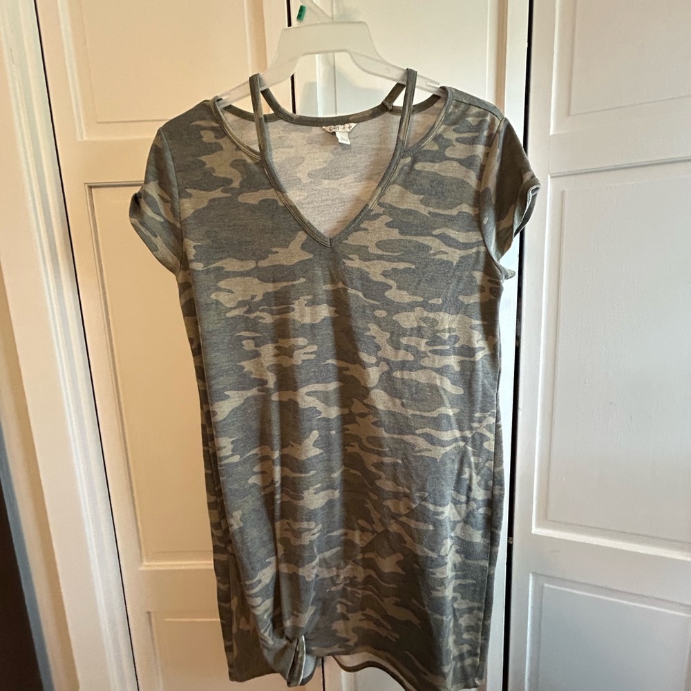 Cato Green Brown Relaxed T-Shirt Dress